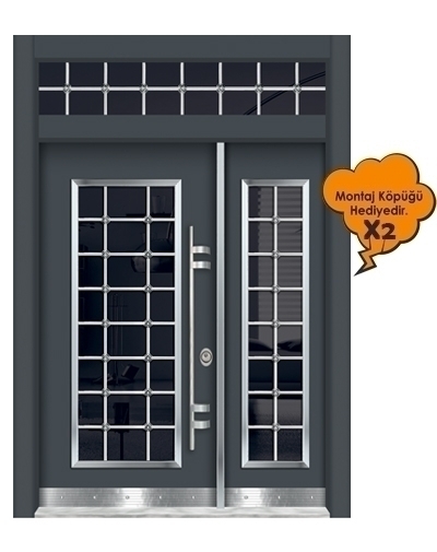 Tezdoor 0159 Antrasit Düz Camlı ModelApartman Giriş Kapısı