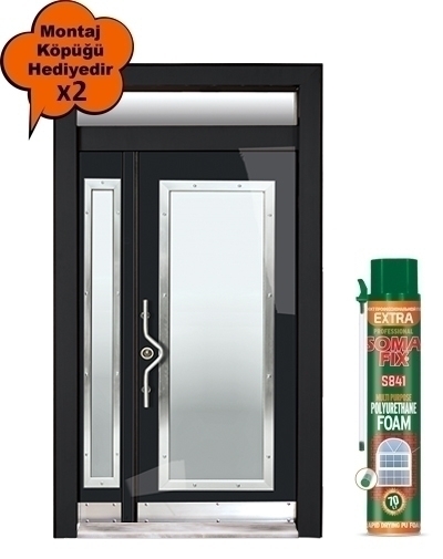 Tezdoor 0144 Siyah-Camlı Düz Model Bina Giriş Kapısı
