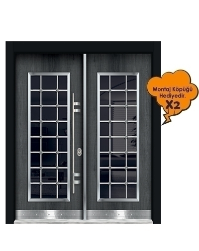 Tezdoor0160 Antrasit Düz Camlı Model Bina Giriş Kapısı