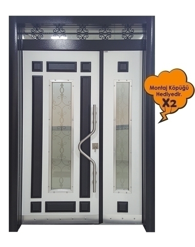 Tezdoor0162 Siyah Beyaz-Kabartmalı Model Bina Giriş Kapısı