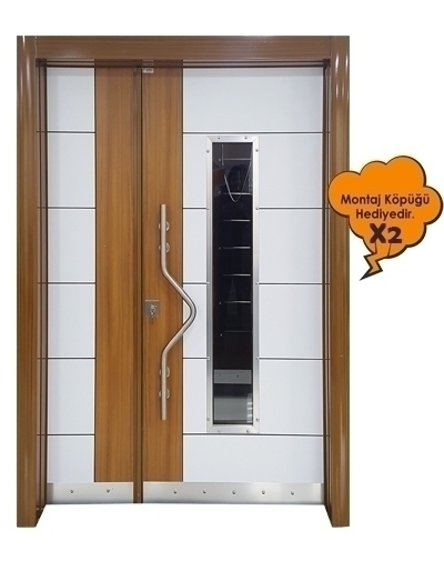 Tezdoor0163 ABD - Beyaz Düz Model Bina Giriş Kapısı