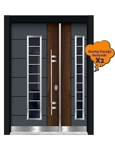 Tezdoor 0157 Antrasit Saruhan Düz Model Bina Giriş Kapısı