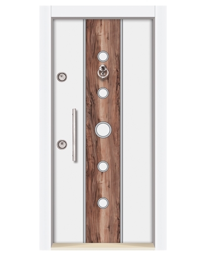 Tezdoor1562 Beyaz Statik Kasalı Düz Model Çelik Kapı 