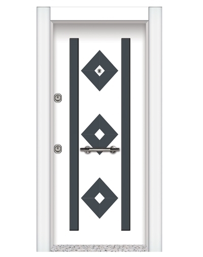 Tezdoor 1582 Statik Kasa Beyaz Kabartma Model Çelik Kapı