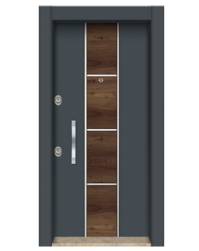 Tezdoor1590 Antrasit Statik Kasalı Düz Model Çelik Kapı 