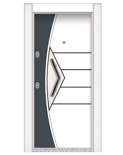 Tezdoor1596 Beyaz Statik Kasalı Düz Model Çelik Kapı 
