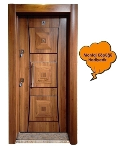 Tezdoor3451 Ahşap Kaplama Kabartma Model Çelik Kapı