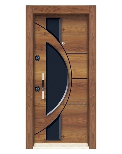 Tezdoor3452 Ahşap Kaplama Kabartma Model Çelik Kapı
