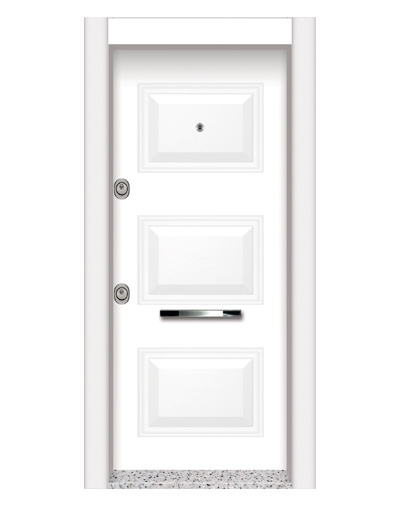 Tezdoor1457 Statik Beyaz Kabartma Model Çelik Kapı