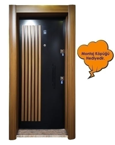 Tezdoor3458 Ahşap Kaplama Kabartma Model Çelik Kapı