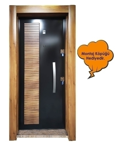 Tezdoor3459 Ahşap Kaplama Kabartma Model Çelik Kapı