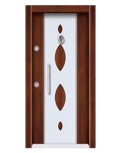 Tezdoor-TEZ3556 Ahşap Kaplama Düz Model Çelik Kapı