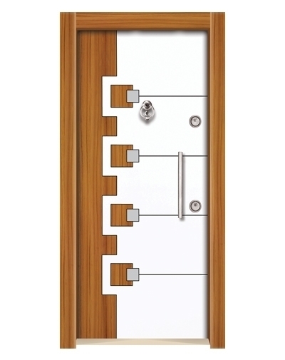 Tezdoor3564 Ahşap Kaplama Düz Model Çelik Kapı