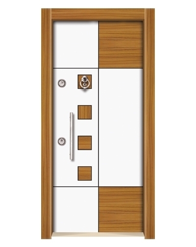 Tezdoor3571 Ahşap Kaplama Düz Model Çelik Kapı 