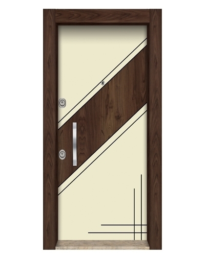 Tezdoor3575 Ahşap Kaplama Düz Model Çelik Kapı