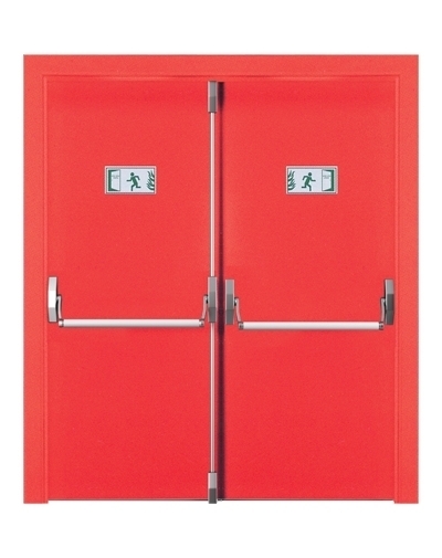 Tezdoor, TEZ4004-120 Dk Kırmızı Çift Kanatlı Yangın Çıkış Kapısı