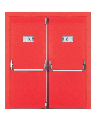 Tezdoor, TEZ4004-90 Dk Kırmızı Çift Kanatlı Yangın Çıkış Kapısı